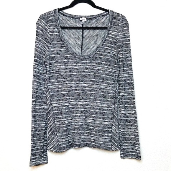 SPLENDID Black White Knit Scoop Neck Sweater Sz M - Picture 1 of 5
